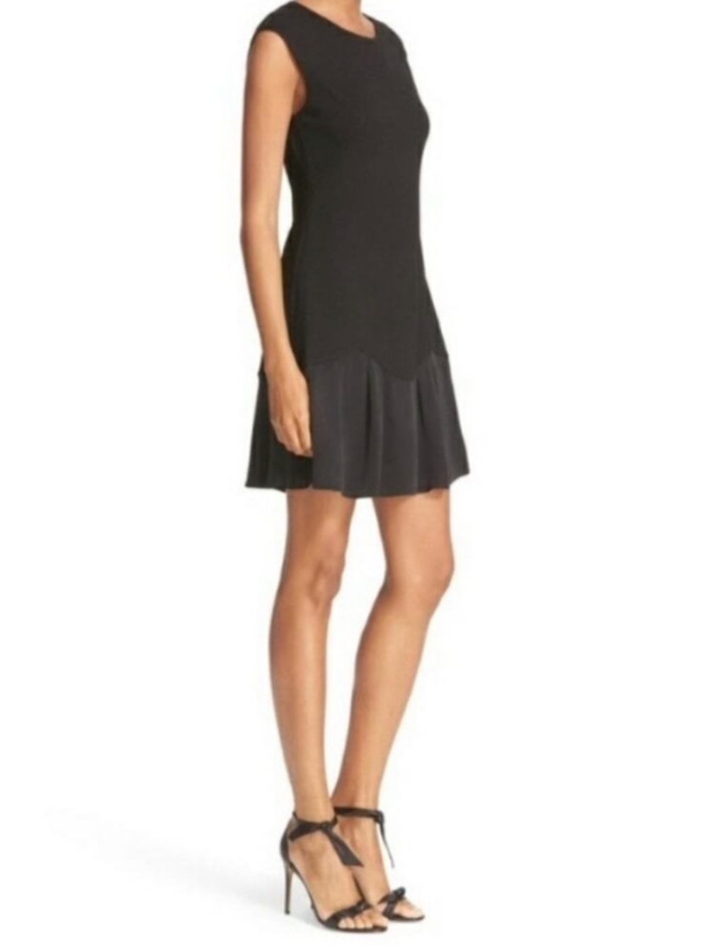 Rebecca Taylor Black Sleeveless Mini Dress with Flared Hem